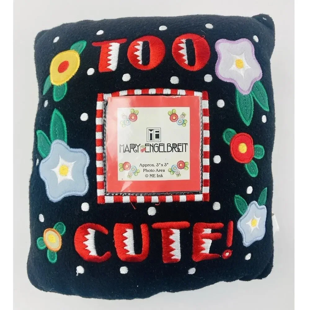 Mary Engelbreit Plush Accent Pillow Set 2 Photo Slot Too Cute Sweetie Pie RARE